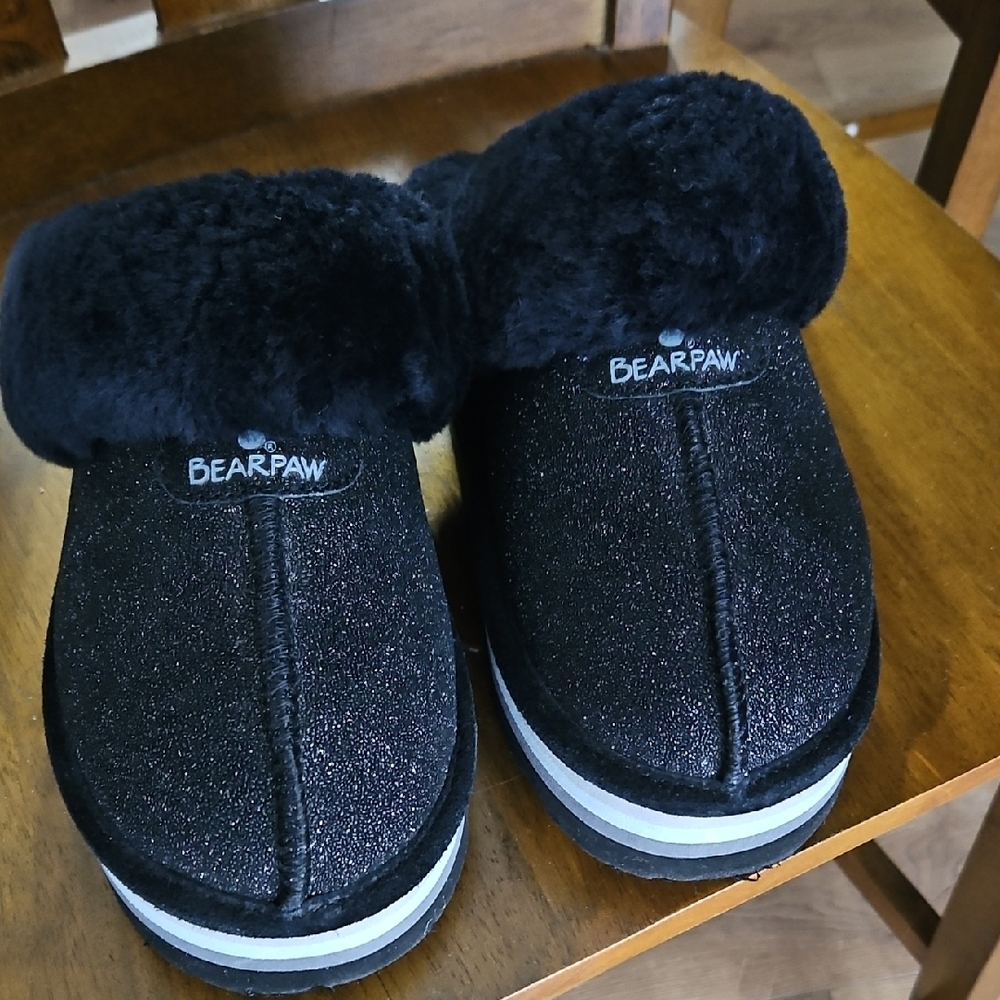 BearPaw Black Sparkle Slippers